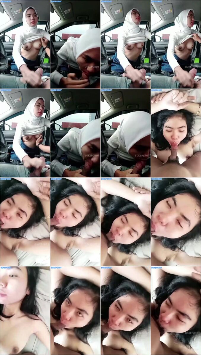 hijab cantik nyepong di mobil lanjut di kost